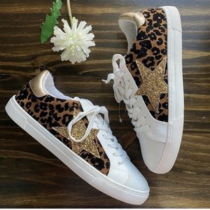 STEVEN NY NWOT White Leopard Print Ramsey Sneakers
